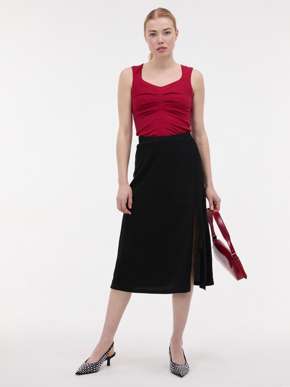 Orsay Червен дамски потник с наборки ORSAY