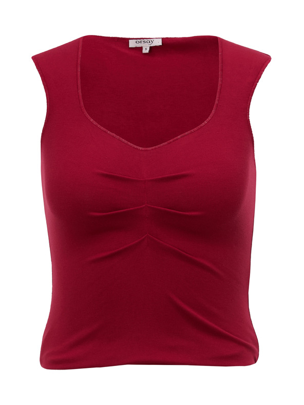 Orsay Червен дамски потник с наборки ORSAY