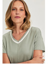 Moodo Маслинена блуза с V-образно деколте Moodo