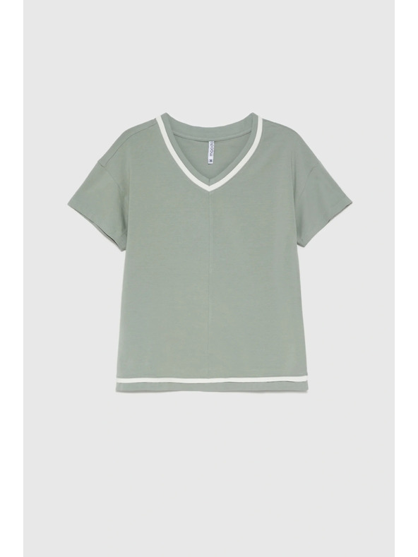 Moodo Маслинена блуза с V-образно деколте Moodo