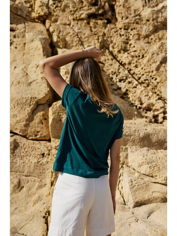 Moodo Памучна тениска с принт зелена Moodo