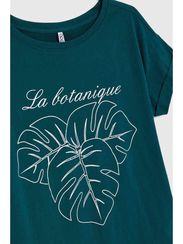 Moodo Памучна тениска с принт зелена Moodo