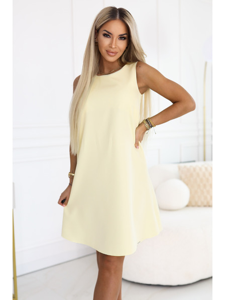 numoco VICTORIA Трапецовидна рокля без ръкави с колан - масло жълто