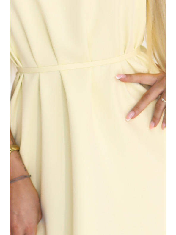 numoco VICTORIA Трапецовидна рокля без ръкави с колан - масло жълто