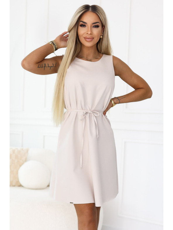 numoco VICTORIA Трапецовидна рокля без ръкави с колан - бежова