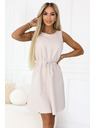 numoco VICTORIA Трапецовидна рокля без ръкави с колан - бежова