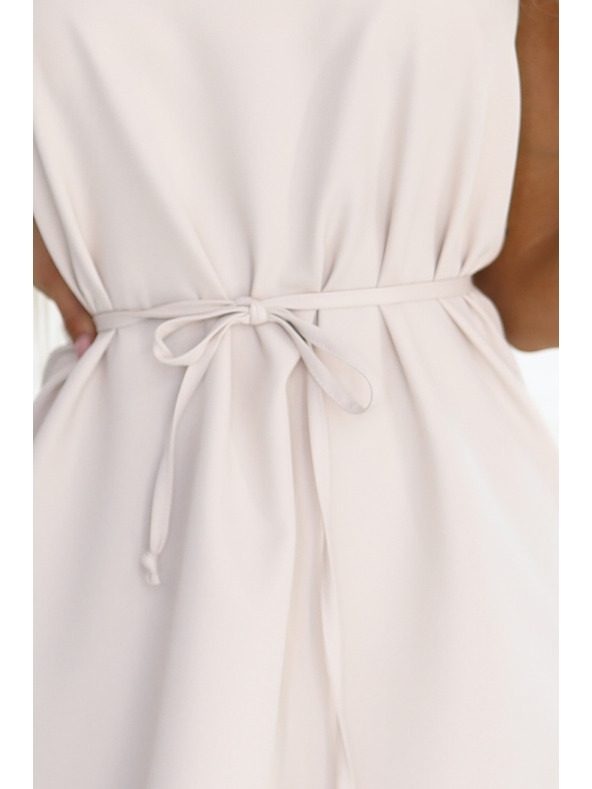 numoco VICTORIA Трапецовидна рокля без ръкави с колан - бежова