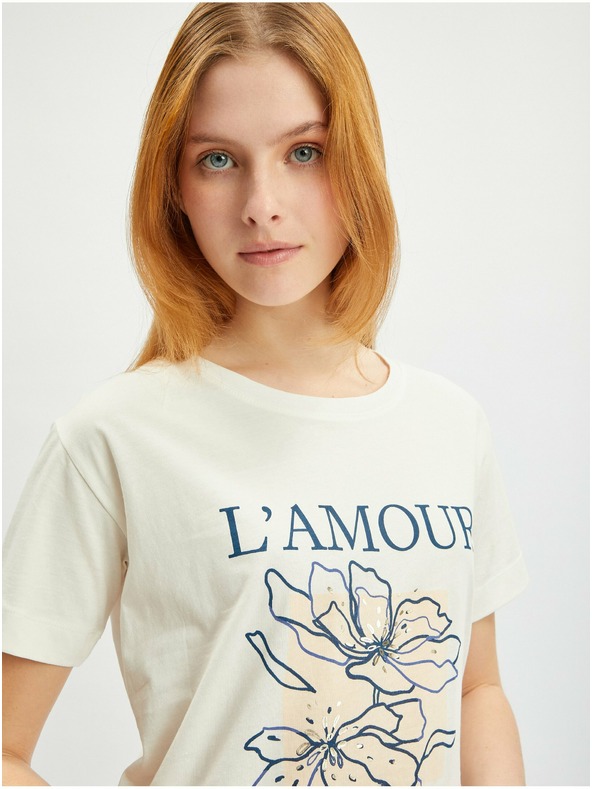 Orsay Кремава дамска тениска ORSAY