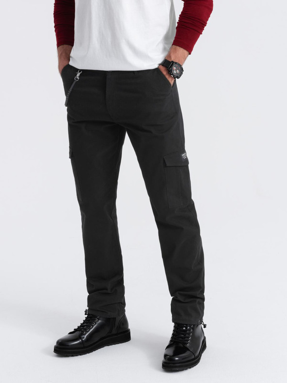 Ombre Clothing Черни мъжки товарни панталони Ombre Clothing