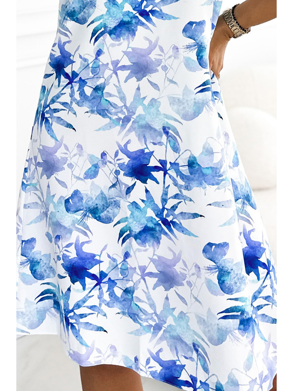 numoco VICTORIA Бяла трапецовидна рокля - син десен