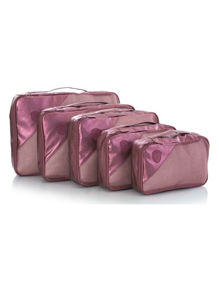 Heys Комплект от пет пътни торбички в тъмно розов цвят Heys Metallic Packing Cube 5pc