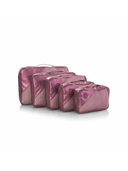 Heys Комплект от пет пътни торбички в тъмно розов цвят Heys Metallic Packing Cube 5pc