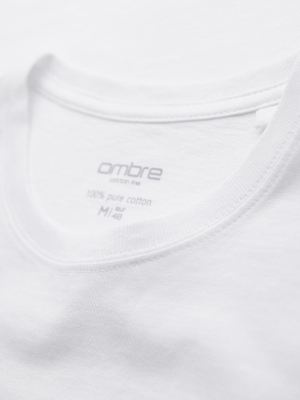 Ombre Clothing Мъжки памучни тениски BASIC с кръгло деколте - черна/бяла/синя V1 OM-TSBS-0268 Ombre Clothing