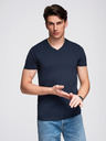Ombre Clothing Мъжка памучна тениска BASIC с V-образно деколте - черна/морско синьо/тъмно маслинено V7 OM-TSBS-0281 Ombre Clothing