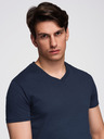 Ombre Clothing Мъжка памучна тениска BASIC с V-образно деколте - черна/морско синьо/тъмно маслинено V7 OM-TSBS-0281 Ombre Clothing