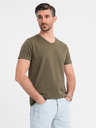Ombre Clothing Мъжка памучна тениска BASIC с V-образно деколте - черна/морско синьо/тъмно маслинено V7 OM-TSBS-0281 Ombre Clothing