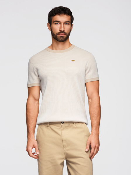 Ombre Clothing Мъжка структурирана риза от памучен трикотаж - бяла V1 OM-TSCT-0265 Ombre Clothing