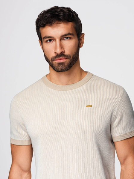 Ombre Clothing Мъжка структурирана риза от памучен трикотаж - бяла V1 OM-TSCT-0265 Ombre Clothing