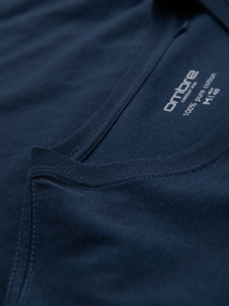 Ombre Clothing Мъжки памучни тениски BASIC с кръгло деколте - черна/зелена/хаки V3 OM-TSBS-0268 Ombre Clothing