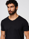 Ombre Clothing Мъжки памучни тениски BASIC с V-образно деколте - 3x черна V9 OM-TSBS-0281 (3x BLACK) Ombre Clothing