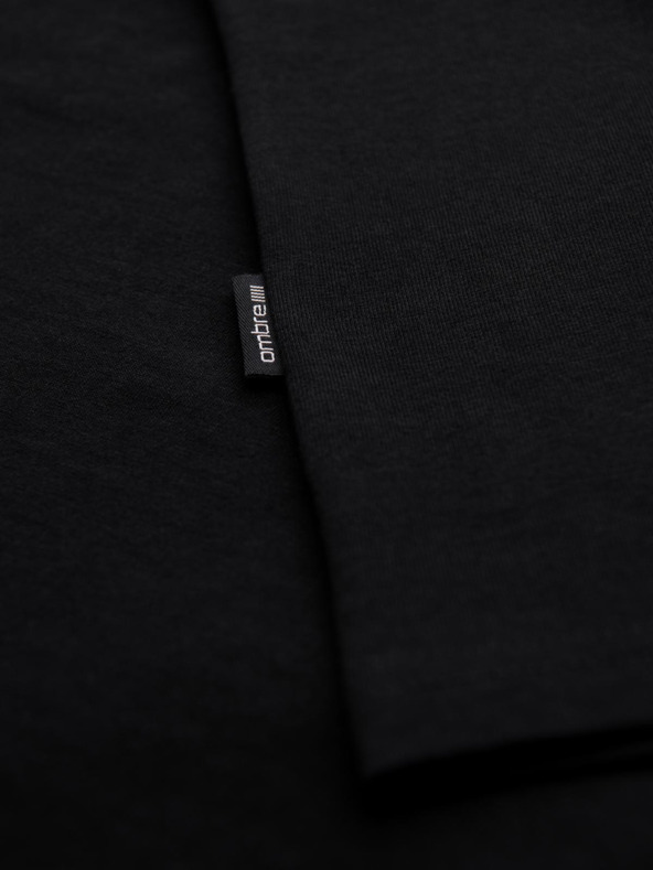 Ombre Clothing Мъжки памучни тениски BASIC с V-образно деколте - 3x черна V9 OM-TSBS-0281 (3x BLACK) Ombre Clothing