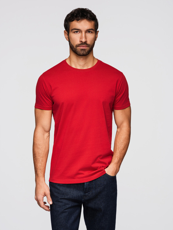 Ombre Clothing Мъжка памучна тениска BASIC с кръгло деколте - черна/бяла/тъмно червена V6 OM-TSBS-0268 Ombre Clothing