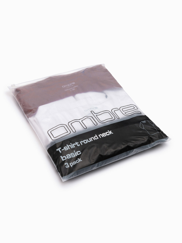 Ombre Clothing Мъжка памучна тениска BASIC с кръгло деколте - черна/бяла/тъмно червена V6 OM-TSBS-0268 Ombre Clothing