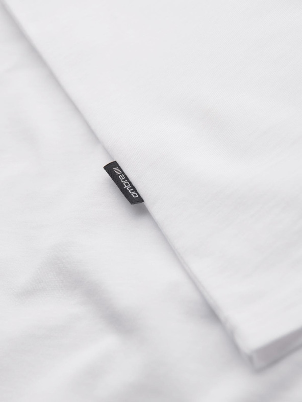 Ombre Clothing Мъжка памучна тениска BASIC с V-образно деколте - 3x бяла V11 OM-TSBS-0281 (3x БЯЛА) Ombre Clothing