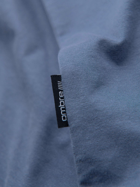 Ombre Clothing Мъжка памучна тениска BASIC с кръгло деколте - бяла/графит/синьо дънково V8 OM-TSBS-0268 Ombre Clothing