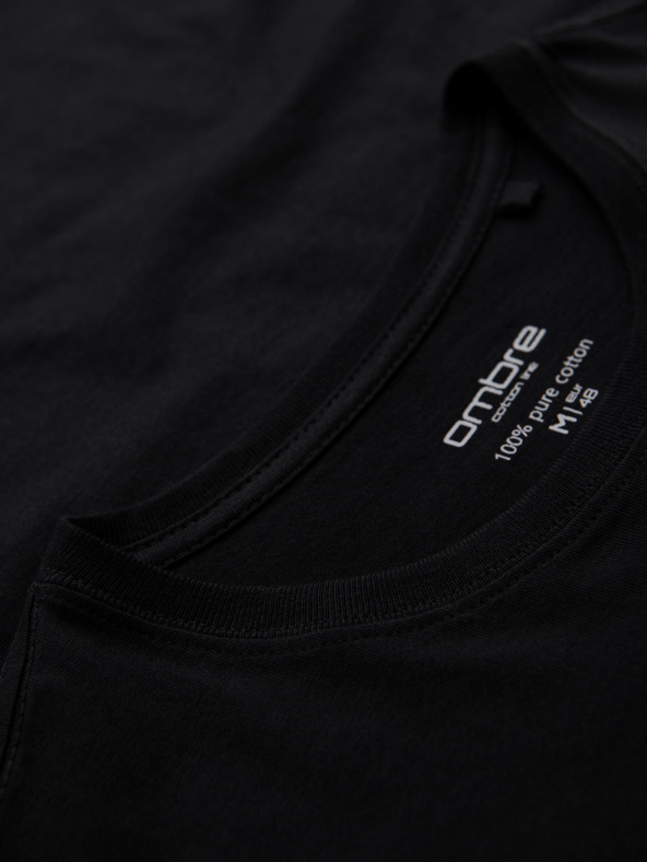 Ombre Clothing Мъжка памучна тениска BASIC с кръгло деколте - 3x черна V9 OM-TSBS-0268 (3x BLACK) Ombre Clothing