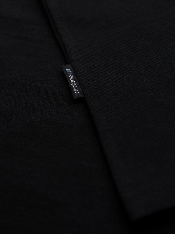Ombre Clothing Мъжка памучна тениска BASIC с кръгло деколте - 3x черна V9 OM-TSBS-0268 (3x BLACK) Ombre Clothing