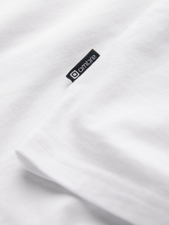 Ombre Clothing Мъжка тениска с V-образно деколте и еластан - бяла V1 S2040 Ombre Clothing