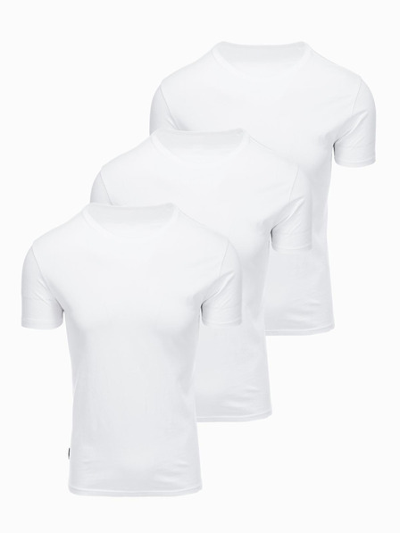 Ombre Clothing Мъжка памучна тениска BASIC с кръгло деколте - 3x бяла V11 OM-TSBS-0268 (3x БЯЛА) Ombre Clothing