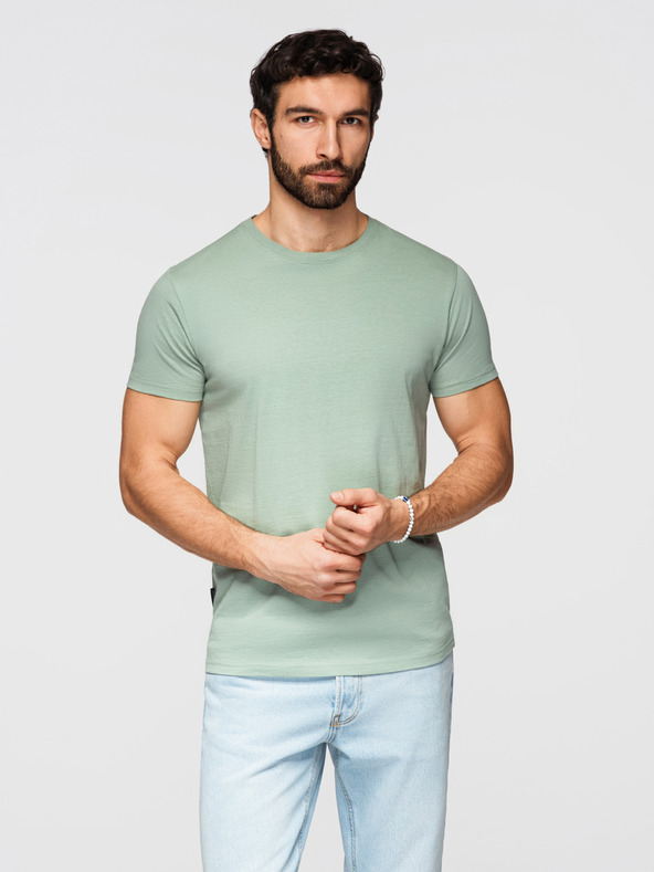 Ombre Clothing Мъжка памучна риза комплект BASIC с кръгло деколте - сив-зелен/бял/бежов V14 OM-TSBS-0268 Ombre Clothing