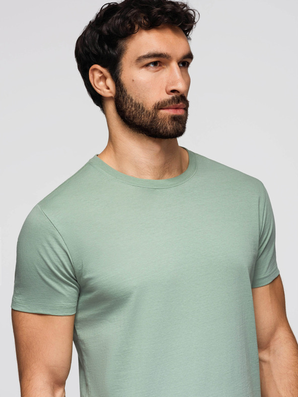 Ombre Clothing Мъжка памучна риза комплект BASIC с кръгло деколте - сив-зелен/бял/бежов V14 OM-TSBS-0268 Ombre Clothing