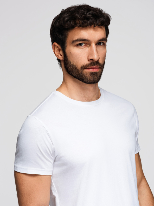 Ombre Clothing Мъжка памучна риза комплект BASIC с кръгло деколте - сив-зелен/бял/бежов V14 OM-TSBS-0268 Ombre Clothing