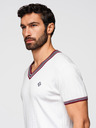 Ombre Clothing Мъжка вискозна тениска с V-образно деколте - бяла V1 OM-TSCT-0266 Ombre Clothing