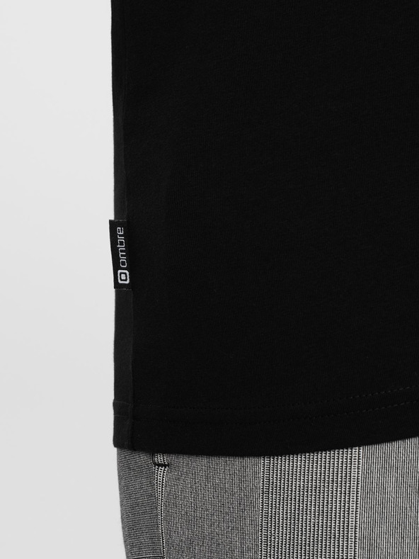 Ombre Clothing Мъжка тениска с V-образно деколте и еластан - черна V3 S2040 Ombre Clothing