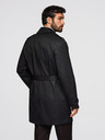 Ombre Clothing Мъжко двуредно елегантно палто SLIM FIT с колан - черно V2 OM-COLC-0146 Ombre Clothing
