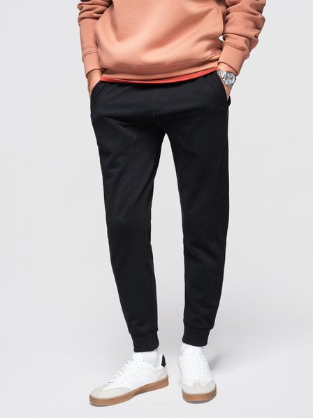 Ombre Clothing Мъжки суитшърт BASIC с ребрирован край - черно V5 OM-PABS-0305 Ombre Clothing