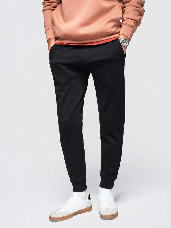 Ombre Clothing Мъжки суитшърт BASIC с ребрирован край - черно V5 OM-PABS-0305 Ombre Clothing