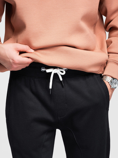 Ombre Clothing Мъжки суитшърт BASIC с ребрирован край - черно V5 OM-PABS-0305 Ombre Clothing