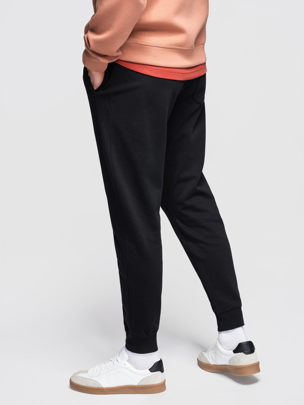 Ombre Clothing Мъжки суитшърт BASIC с ребрирован край - черно V5 OM-PABS-0305 Ombre Clothing