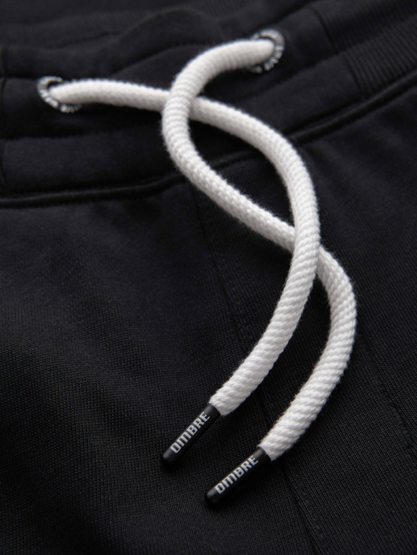 Ombre Clothing Мъжки суитшърт BASIC с ребрирован край - черно V5 OM-PABS-0305 Ombre Clothing