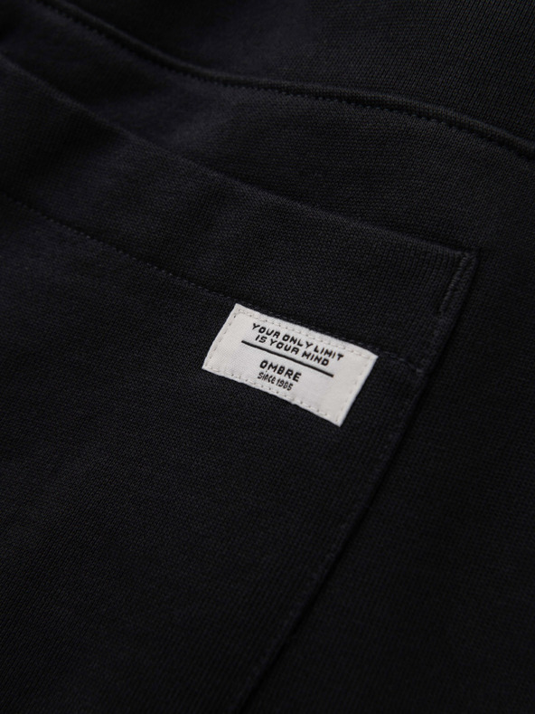 Ombre Clothing Мъжки суитшърт BASIC с ребрирован край - черно V5 OM-PABS-0305 Ombre Clothing