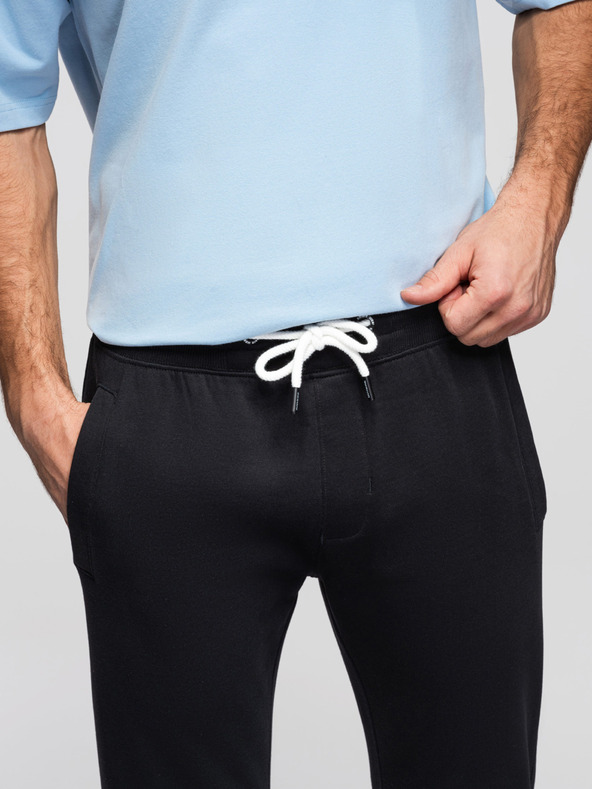 Ombre Clothing Мъжки памучни спортни панталони BASIC без подплата - черно V5 OM-PABS-0304 Ombre Clothing