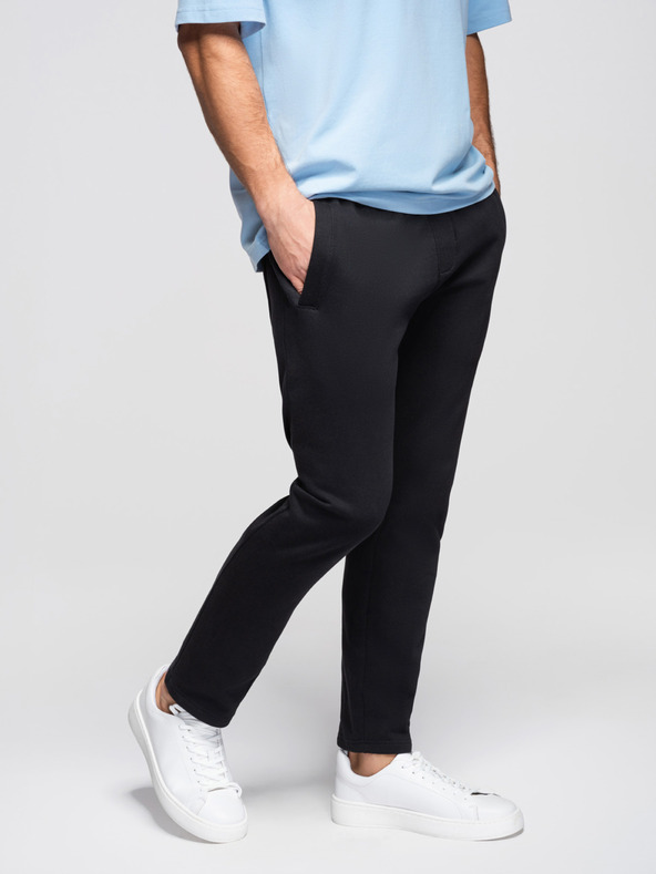 Ombre Clothing Мъжки памучни спортни панталони BASIC без подплата - черно V5 OM-PABS-0304 Ombre Clothing