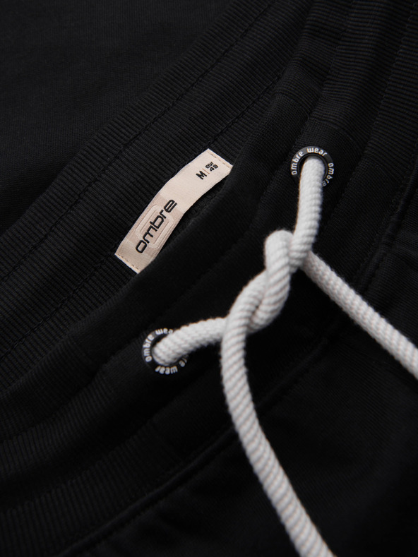 Ombre Clothing Мъжки памучни спортни панталони BASIC без подплата - черно V5 OM-PABS-0304 Ombre Clothing