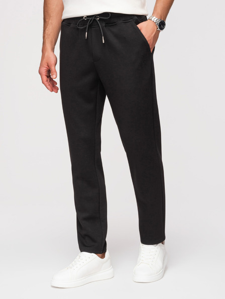 Ombre Clothing Мъжки суитшърт с прави крачоли от гладко плетиво - черно V1 OM-PSBC-0221 Ombre Clothing