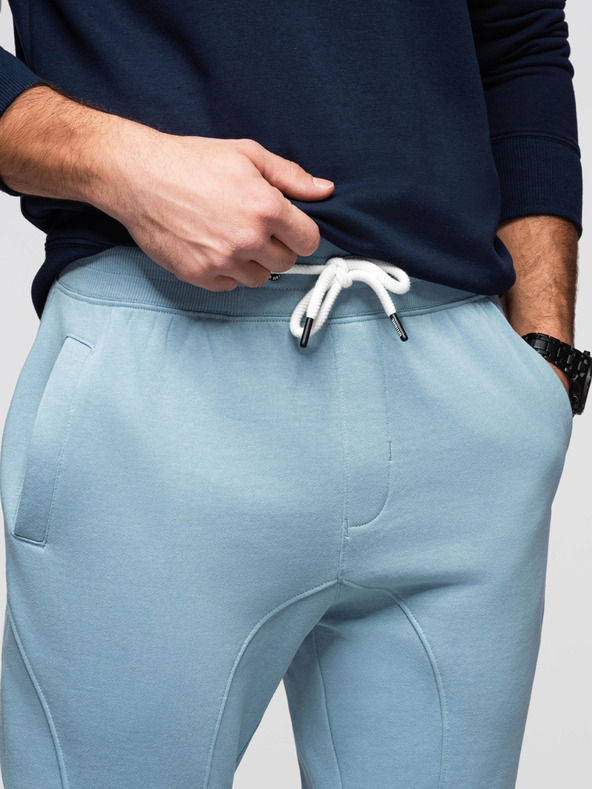 Ombre Clothing Мъжки суитшърт BASIC с ребрирани крачоли - синьо V7 OM-PABS-0305 Ombre Clothing